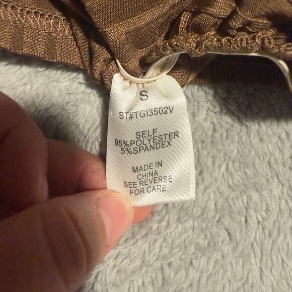 Better Be Woman’s One Shoulder Form Ribbed Fitted Crop Top, Brown, Small - Picture 4 of 4